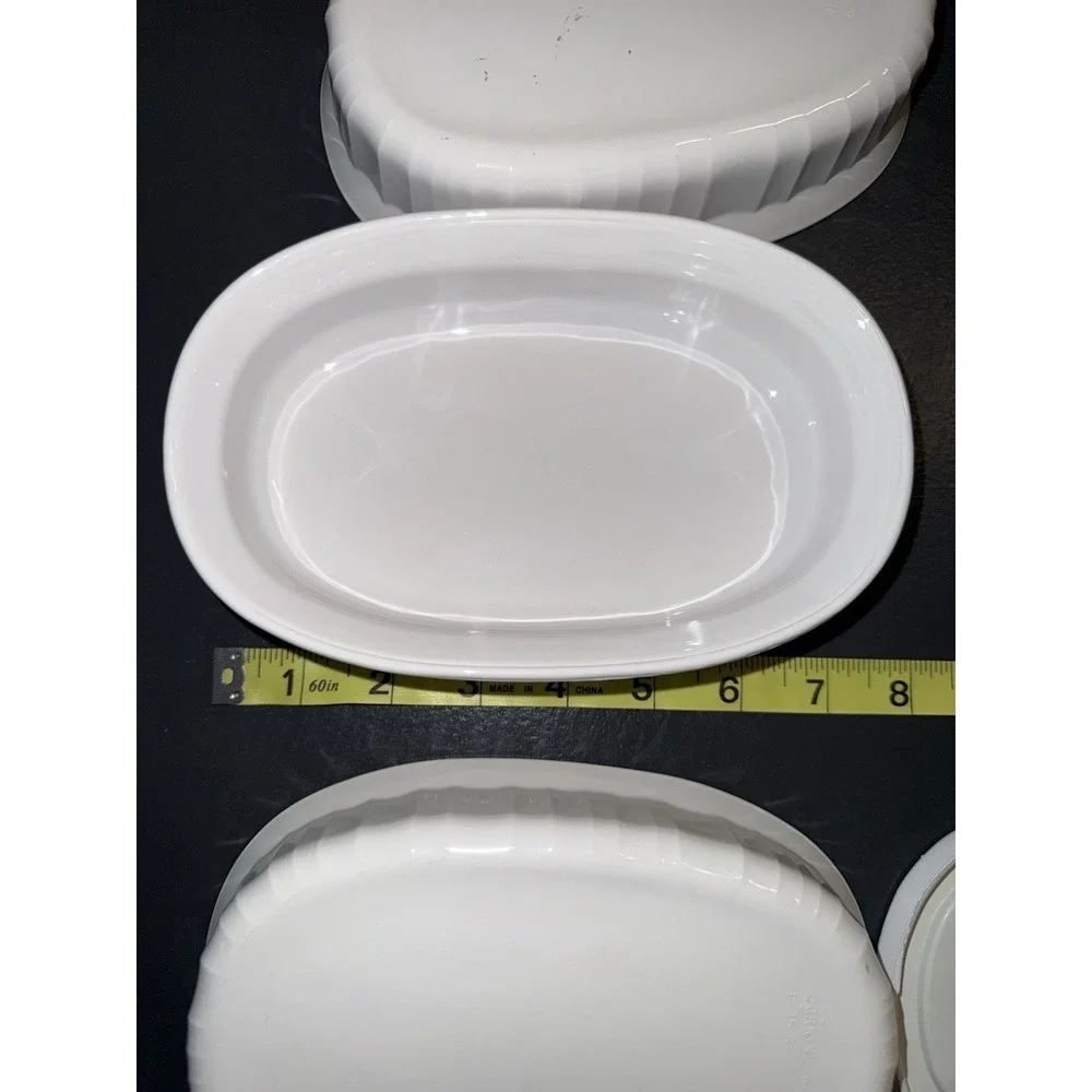 CorningWare French White F-15-B Oval Casserole Dishes w/ F-15-PC Lids Set of 3